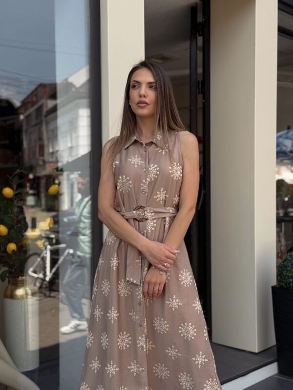 Haljina svetlo braon viskoza DV17591 - Image 3